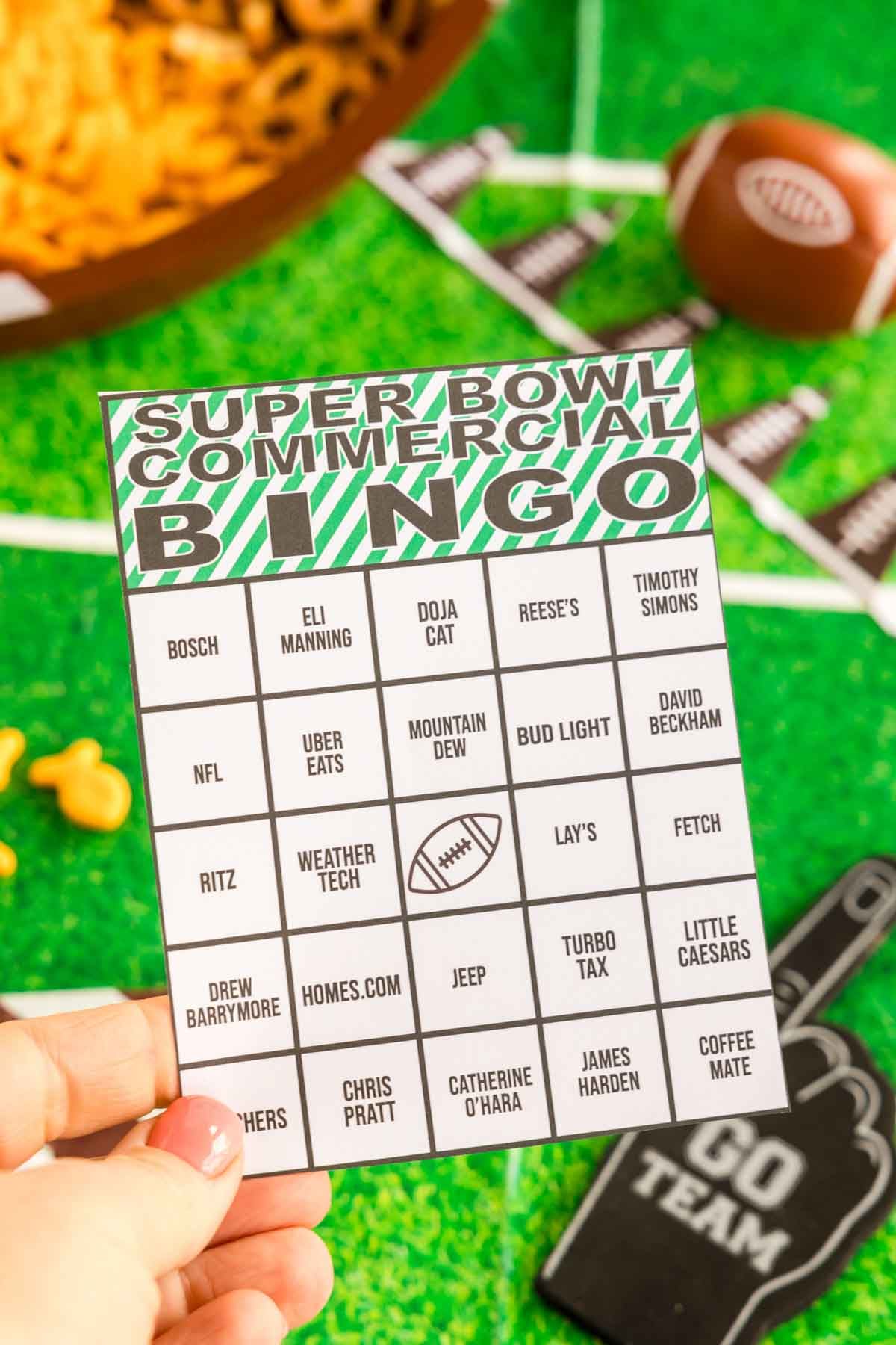 free 2026 super bowl commercial bingo cards - play party plan